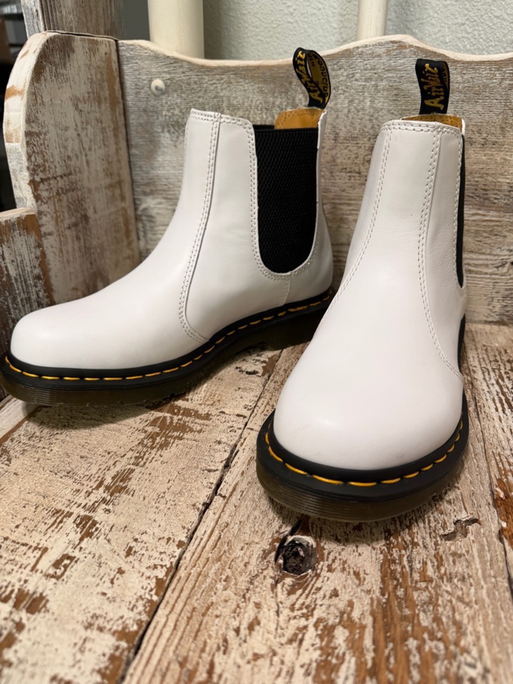 Dr. Martens Chelsea White Boots